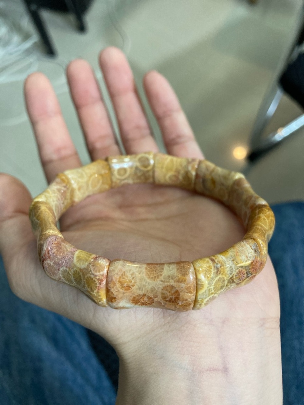 Yellow Coral Stone Stretch Bracelet